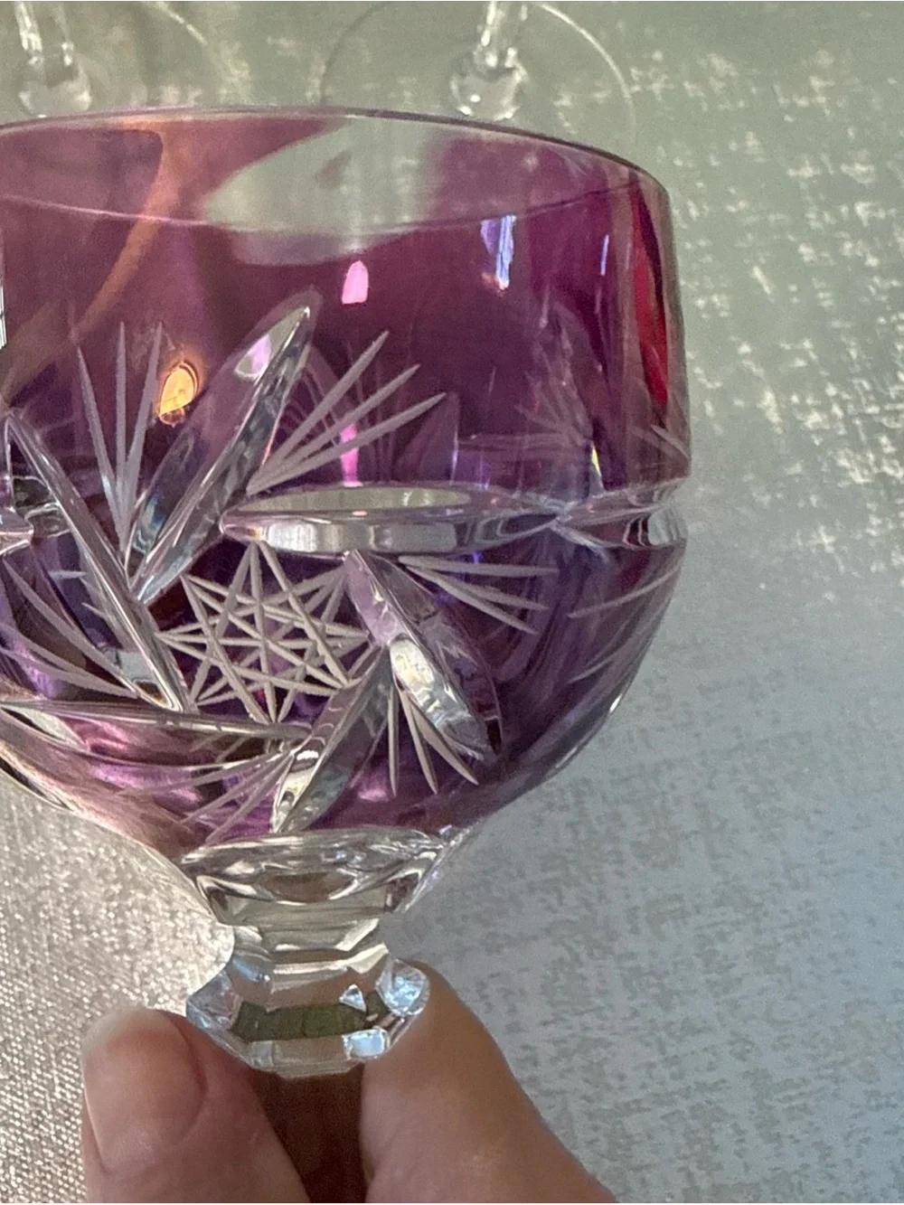 Multicolor Cut Crystal Wine Glasses - Set of 5